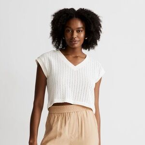 Madewell, Knit Mesh V-Neck Crop Tee - XL